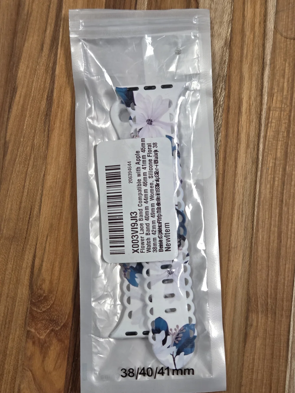 Floral Lace Silicone Watch Band for Women - White & Blue For Apple Watch